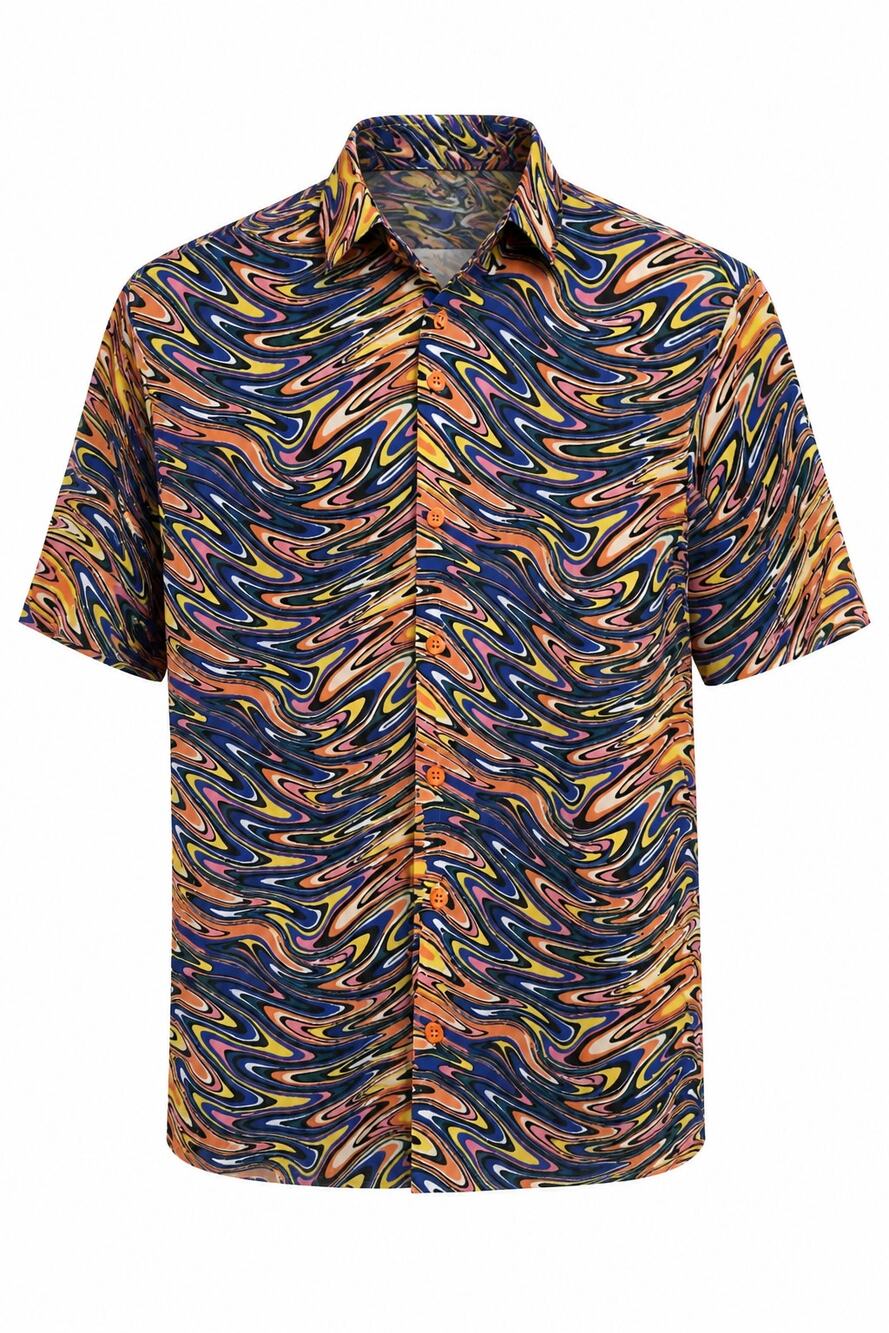 4th Dimension Psychedelic Swirl Button Down Shirt M Multicolor Trippy Festival